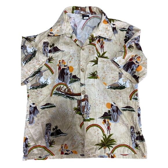 Towncraft Shirt Mens Extra Large Aloha Hawaiian Island Hula Surf Tiki VINTAGE - Picture 1 of 6